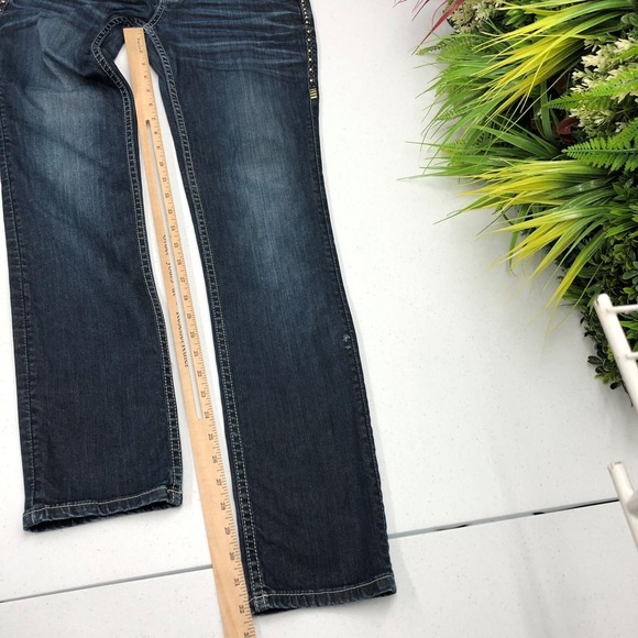 Coogi Jeans Juniors 3/4 W28 Blue Dark Wash Low Rise Straight Studded Zip Stretch - Picture 11 of 14